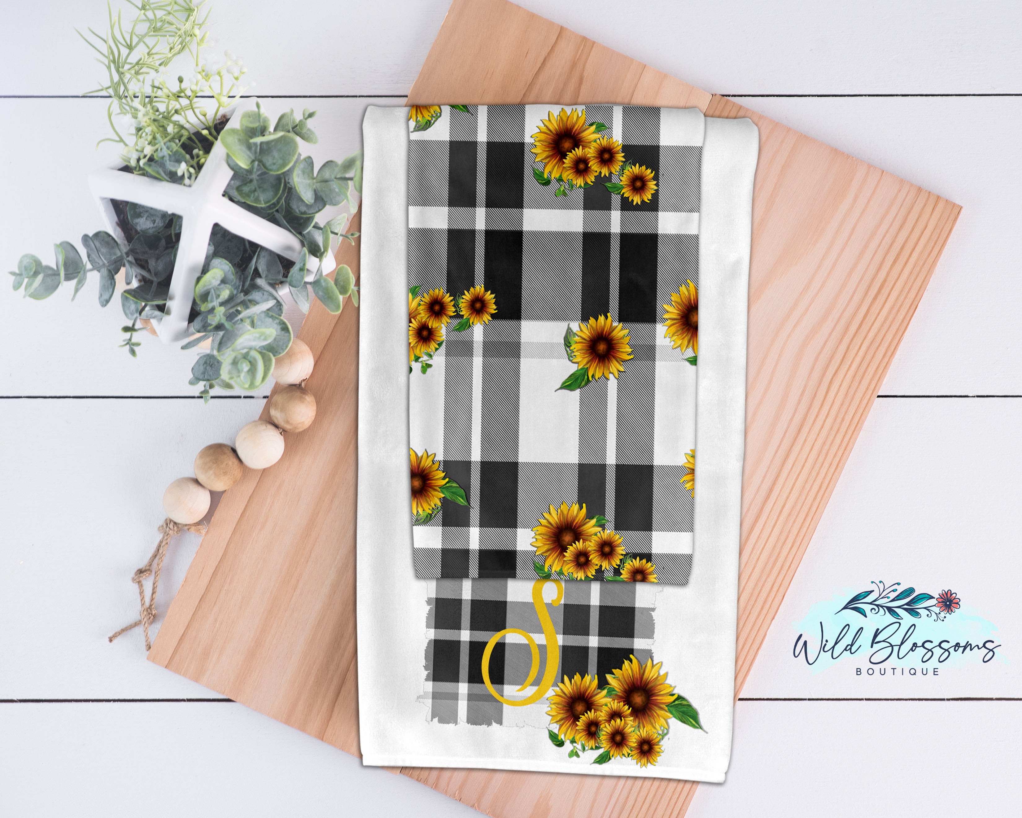 Teal Sunflower Kitchen Towel Set – Wild Blossoms Boutique