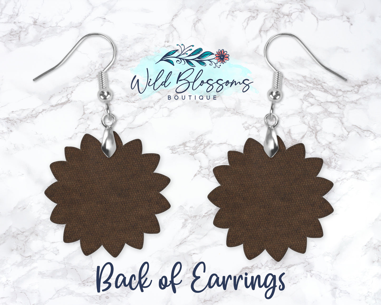 Distressed Leopard Print Patriotic Sunflower Drop Earrings