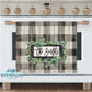 White Buffalo Plaid and Eucalyptus Frame Glass Cutting Board