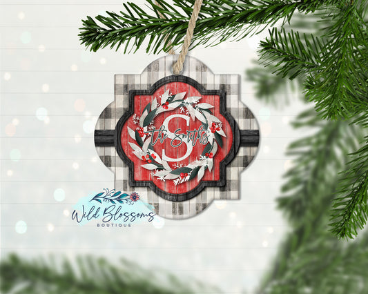 Buffalo Plaid Christmas Wreath Ornament