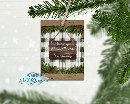 Buffalo Plaid Christmas Branches Ornament