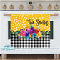 Buffalo Plaid Bright Floral Mustard Polka Dot Personalized Kitchen Towel