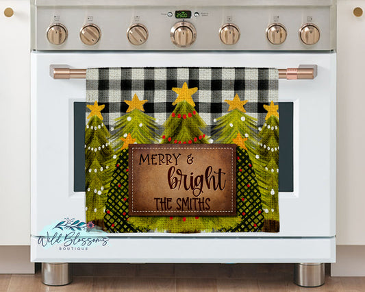 Buffalo Plaid Christmas Tree Merry & Bright Kitchen Towel