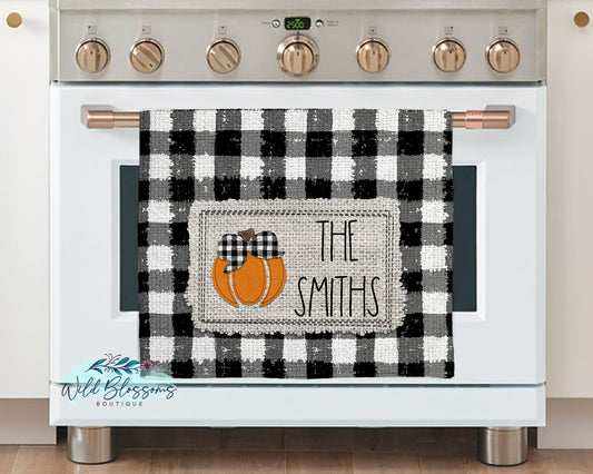 Buffalo Plaid Pumpkin Kitchen Towel