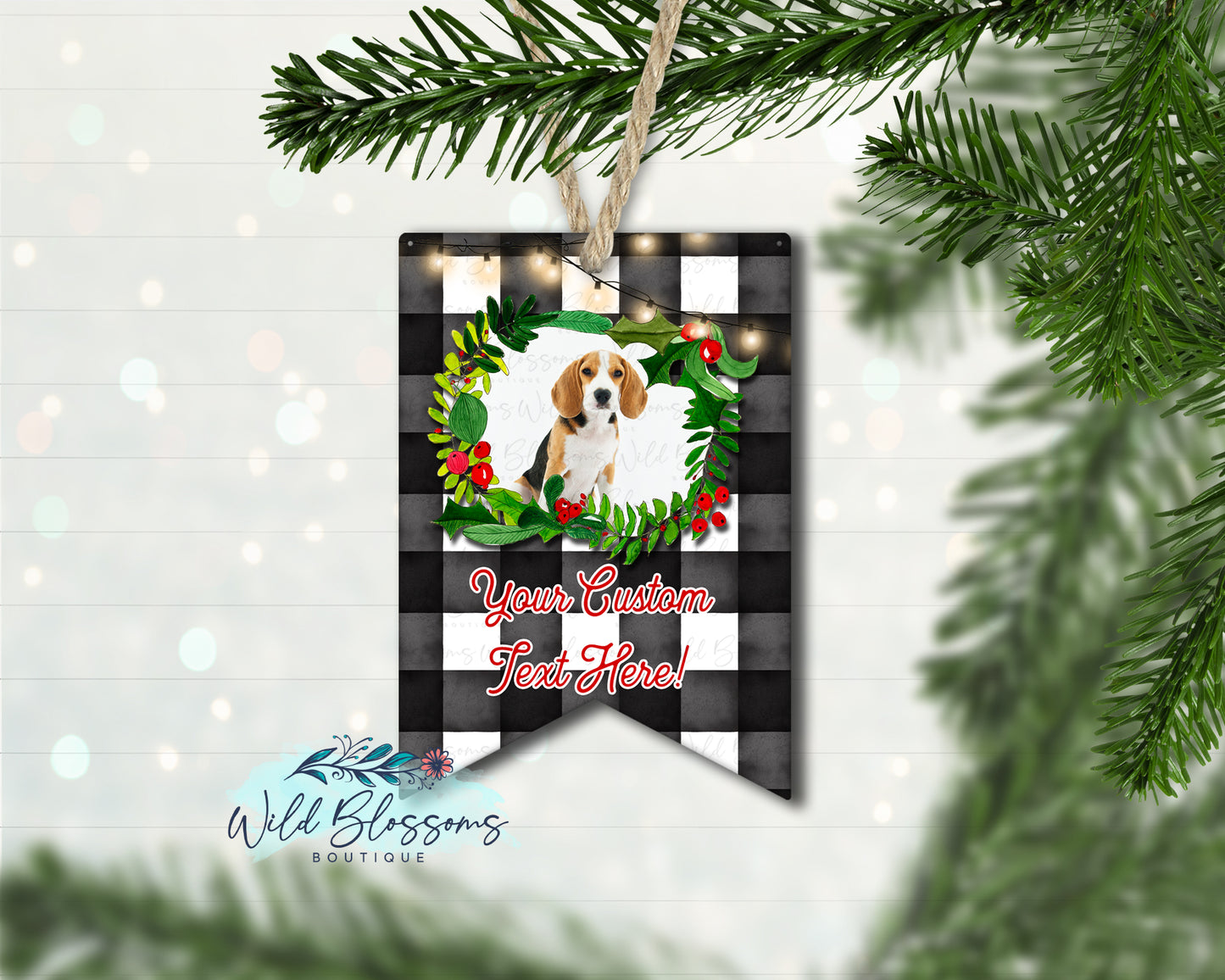 Buffalo Plaid Photo Bunting Ornament