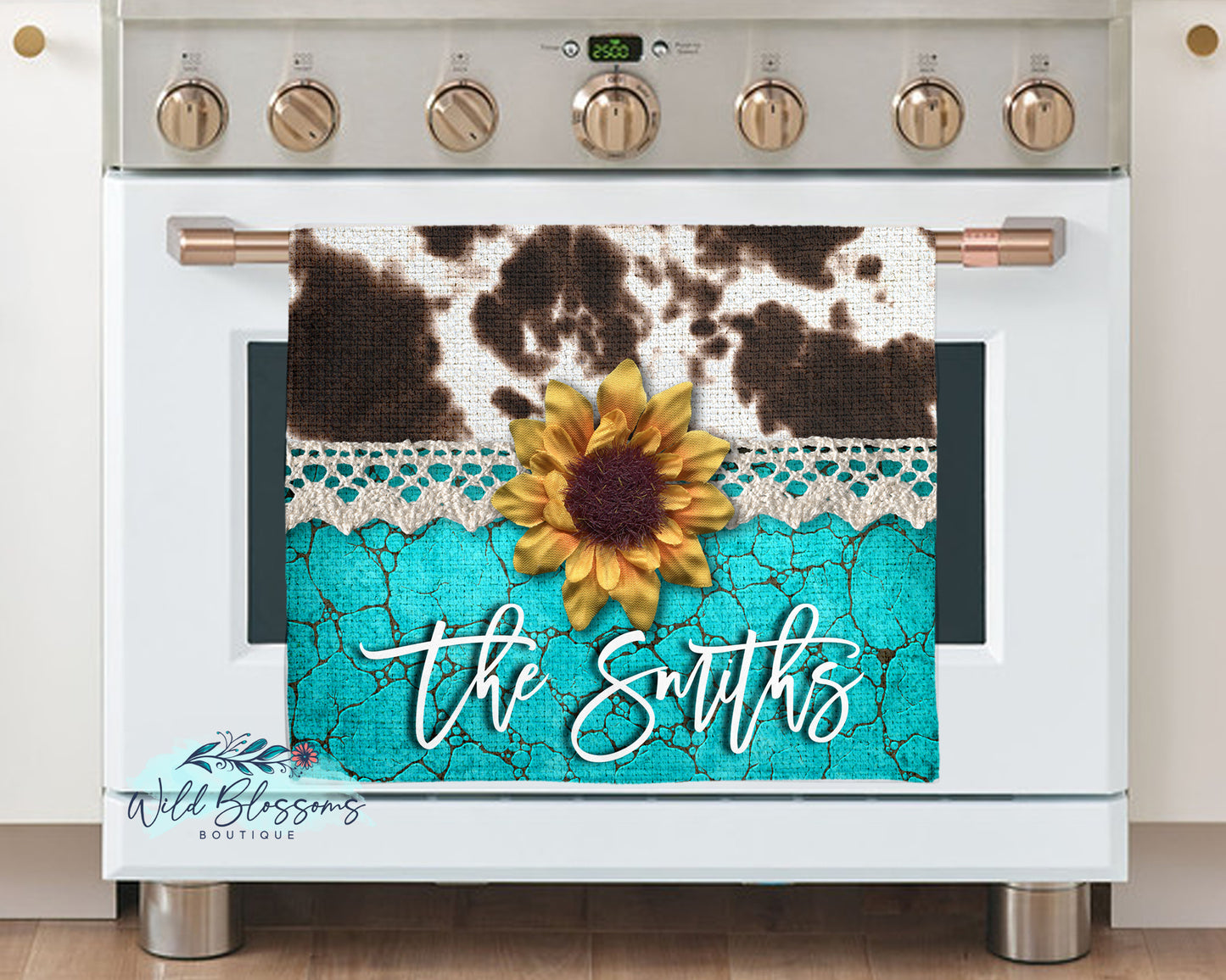 Boho Cow Print Kitchen Towel