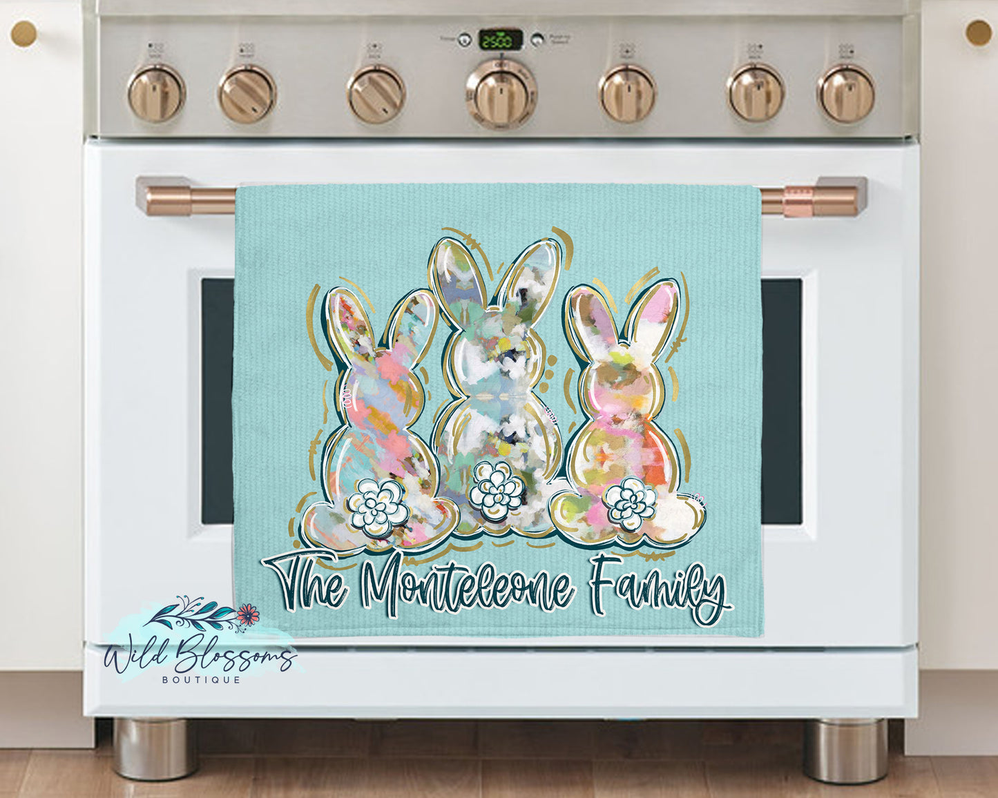 Watercolor Bunny Trio Kitchen Towel