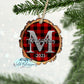 Buffalo Plaid Family Name Wood Slice Ornament