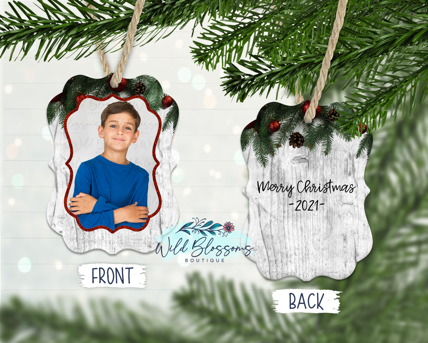 Christmas Pine Photo Ornament