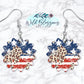 Distressed Leopard Print Patriotic Sunflower Drop Earrings