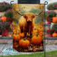 Fall Highland Cow Personalized Garden Flag