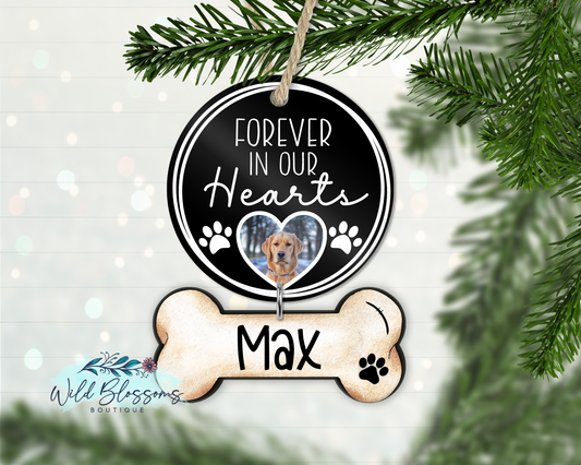 Forever In Our Hearts Memorial Dog Photo Ornament