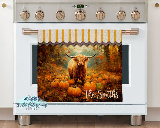Fall Highland Cow Kitchen Towel