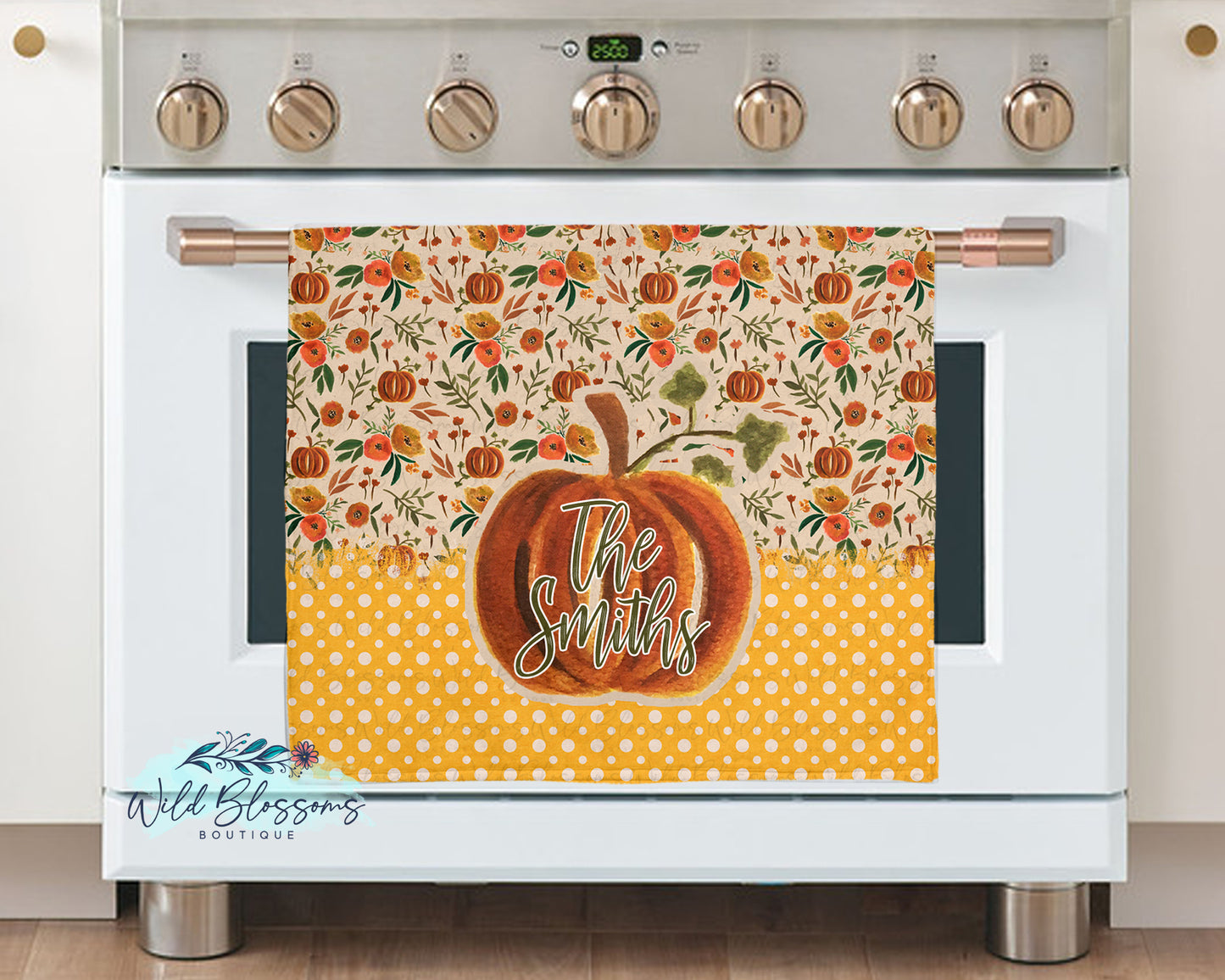 Fall Floral Pumpkin And Polka Dot Glass Cutting Board