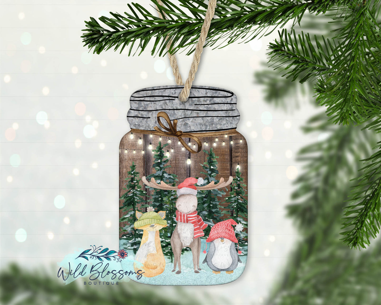 Winter Christmas Critters Mason Jar Ornament