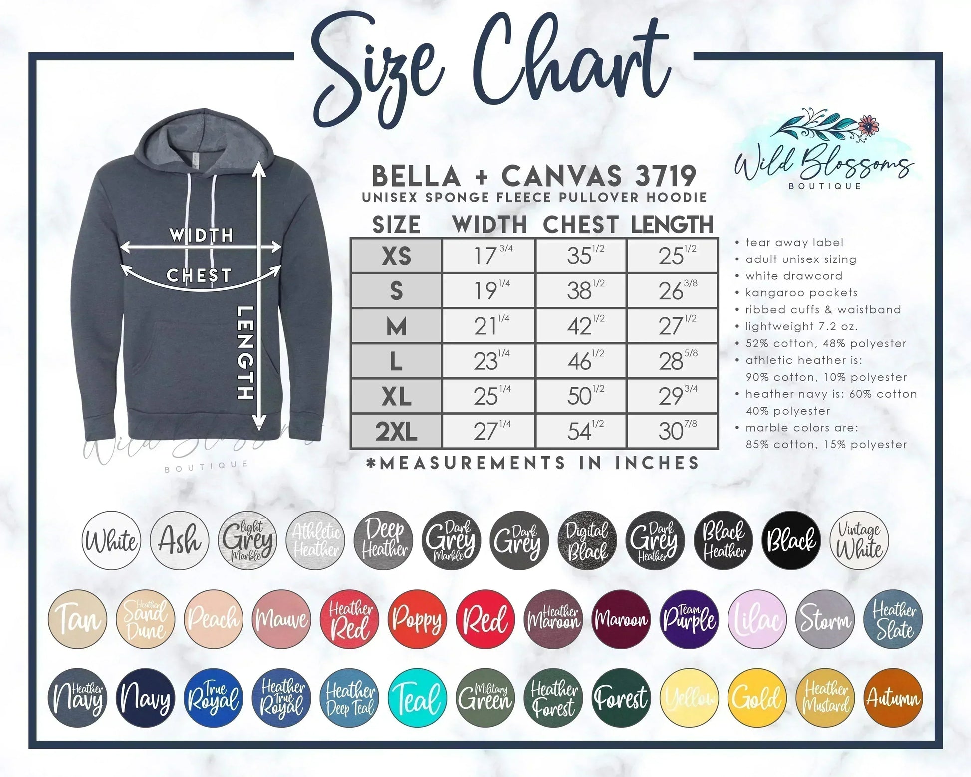 Bella + Canvas 3719 Pullover Hoodie