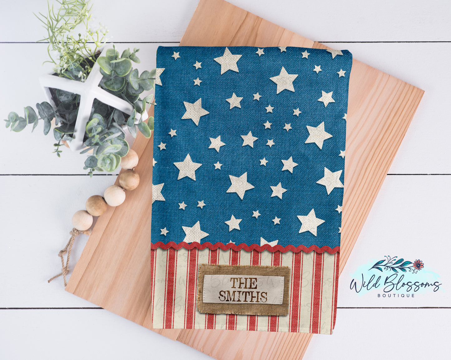Patriotic Stars And Stripes American Flag Personalized Kitchen Towel