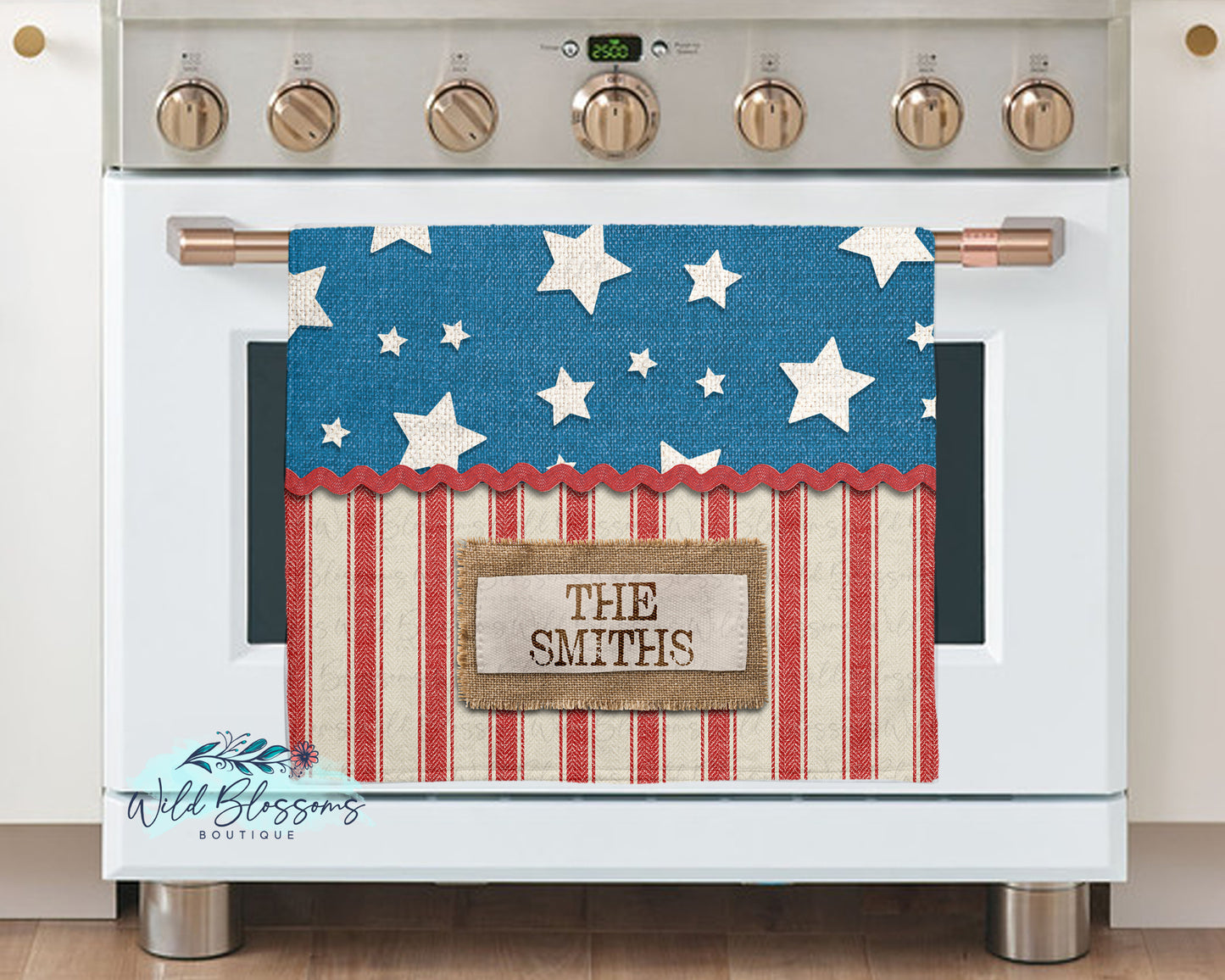 Patriotic Stars And Stripes American Flag Personalized Kitchen Towel