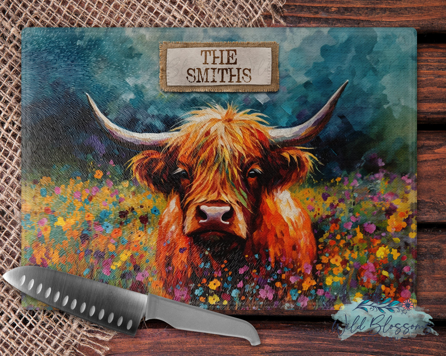 Highland Cow Personalized Kitchen Towel