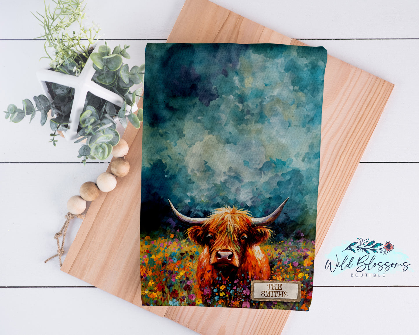 Highland Cow Personalized Kitchen Towel