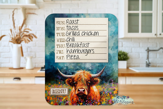 Highland Cow Menu Dry Erase Board