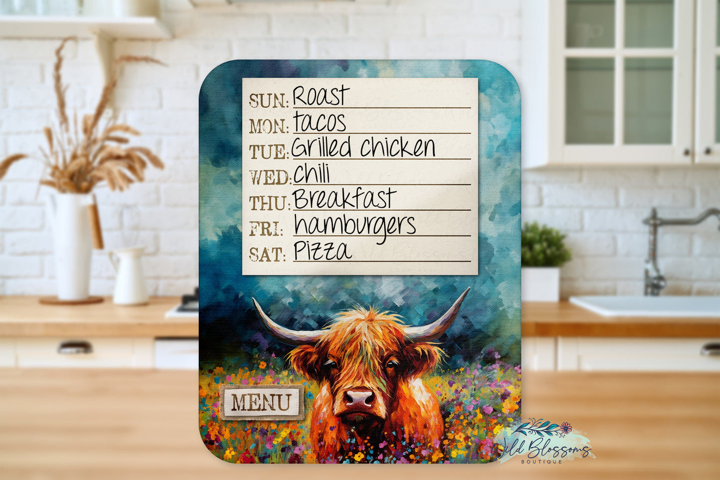 Highland Cow Personalized Glass Cutting Board