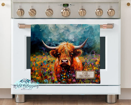 Highland Cow Personalized Kitchen Towel