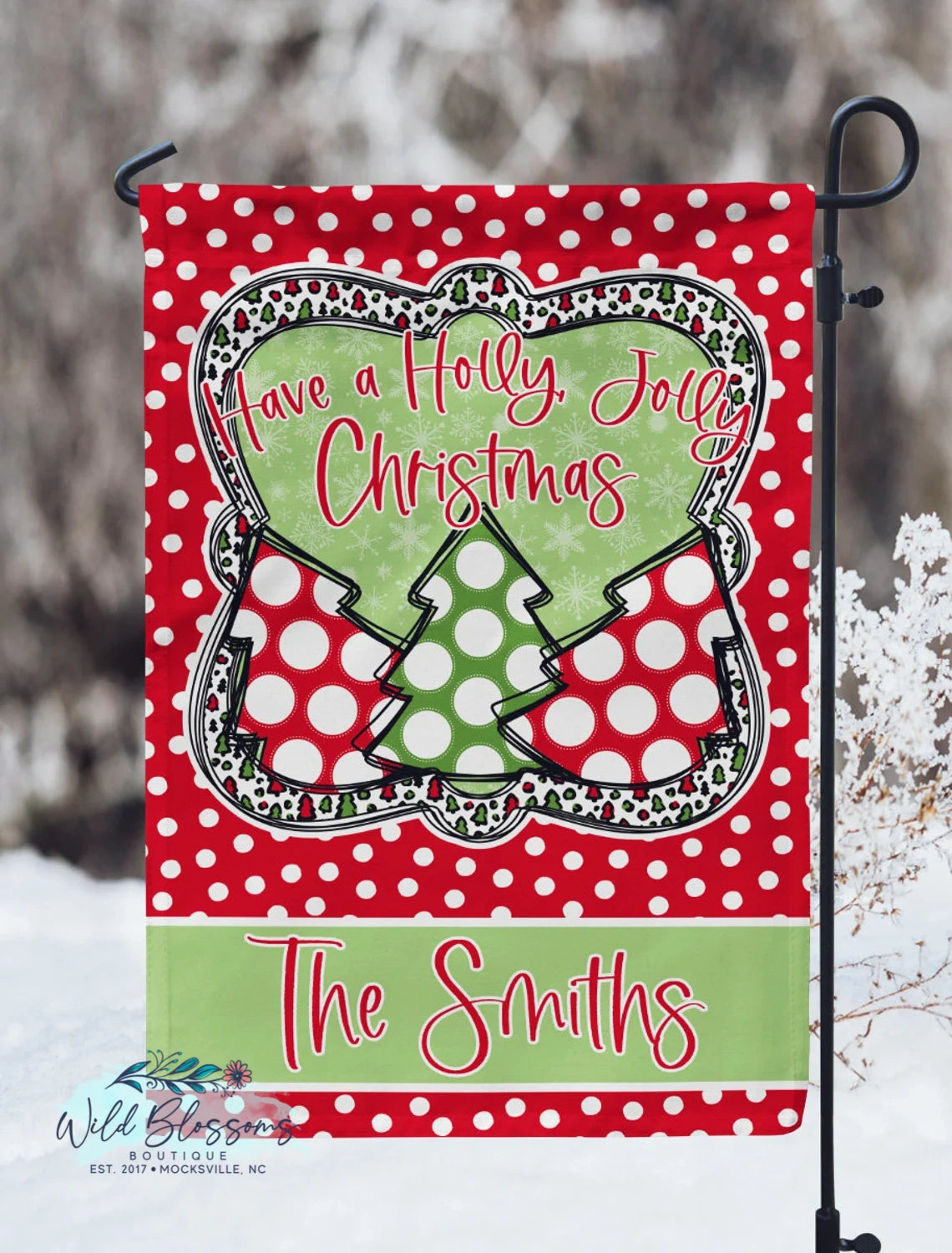 Have A Holly Jolly Christmas Personalized Garden Flag