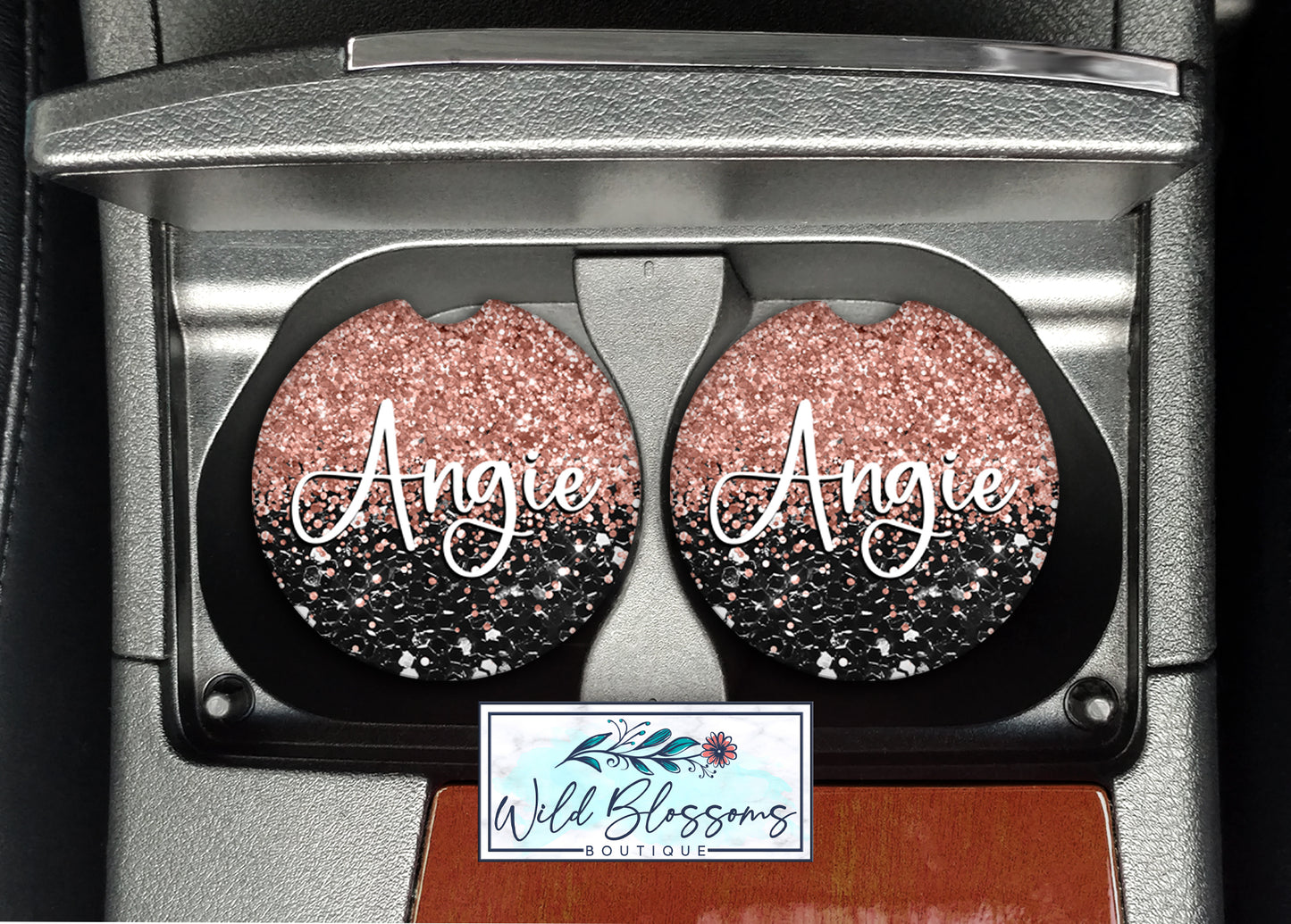 Black And Rose Gold Glitter License Plate
