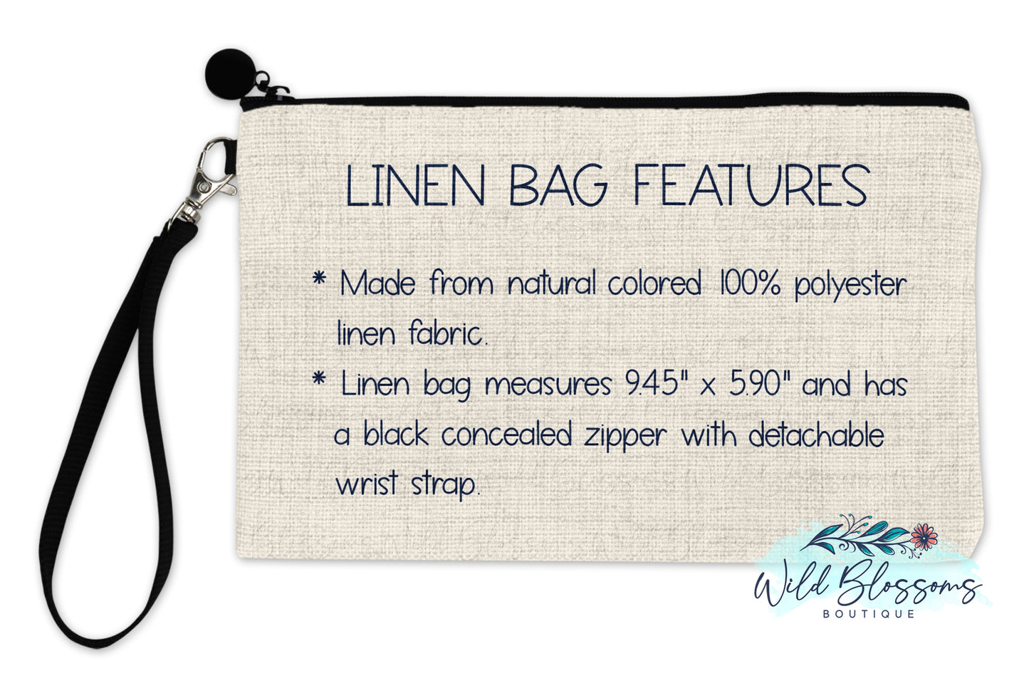 White Wooden Peony Floral Linen Bag