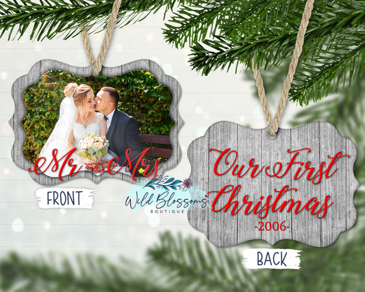 Our First Christmas as Mr. and Mrs. Photo Ornament