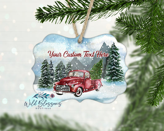 Mountain Vintage Red Truck Ornament