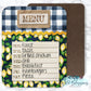 Navy Buffalo Plaid Lemon Farmhouse Menu Dry Erase Board