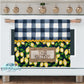 Navy Buffalo Plaid Lemon Farmhouse Personalized Kitchen Towel