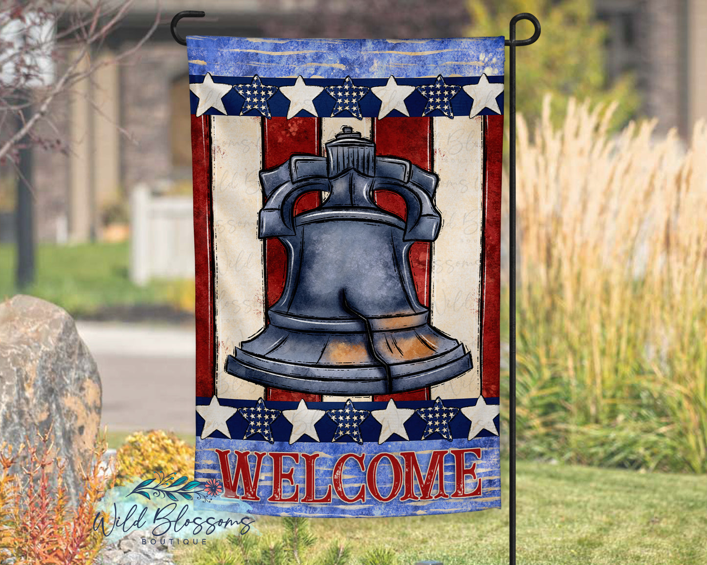 Patriotic Liberty Bell Garden Flag