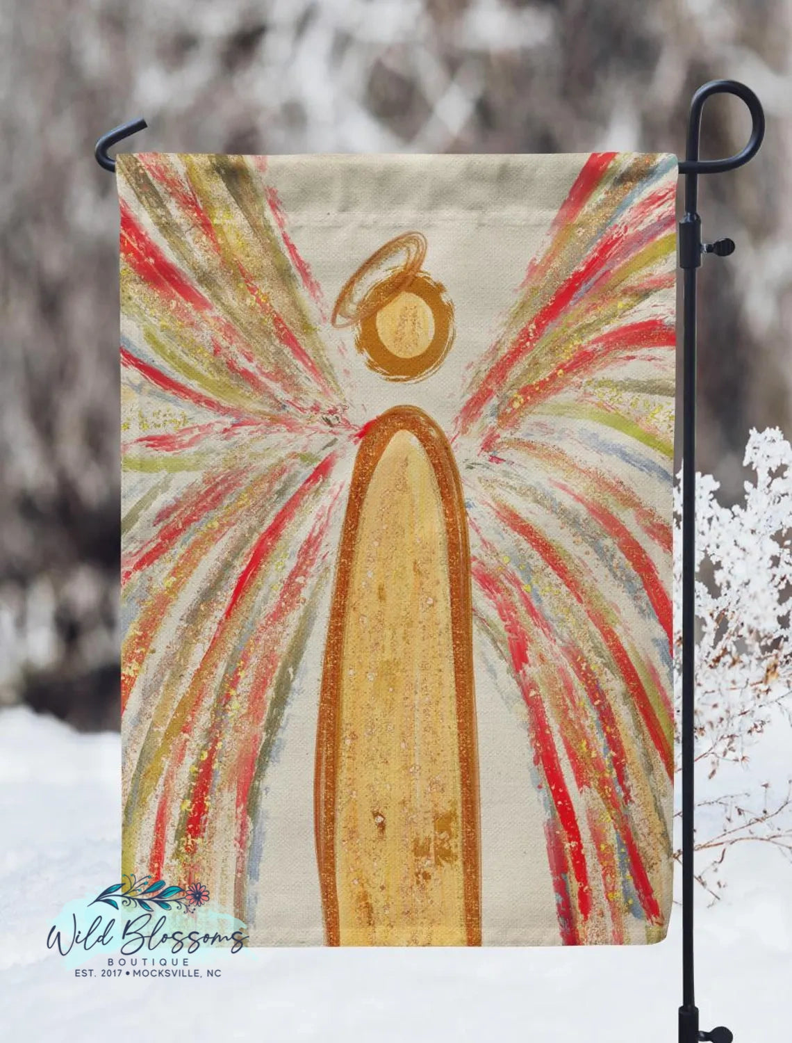 Painted Christmas Angel Personalized Garden Flag