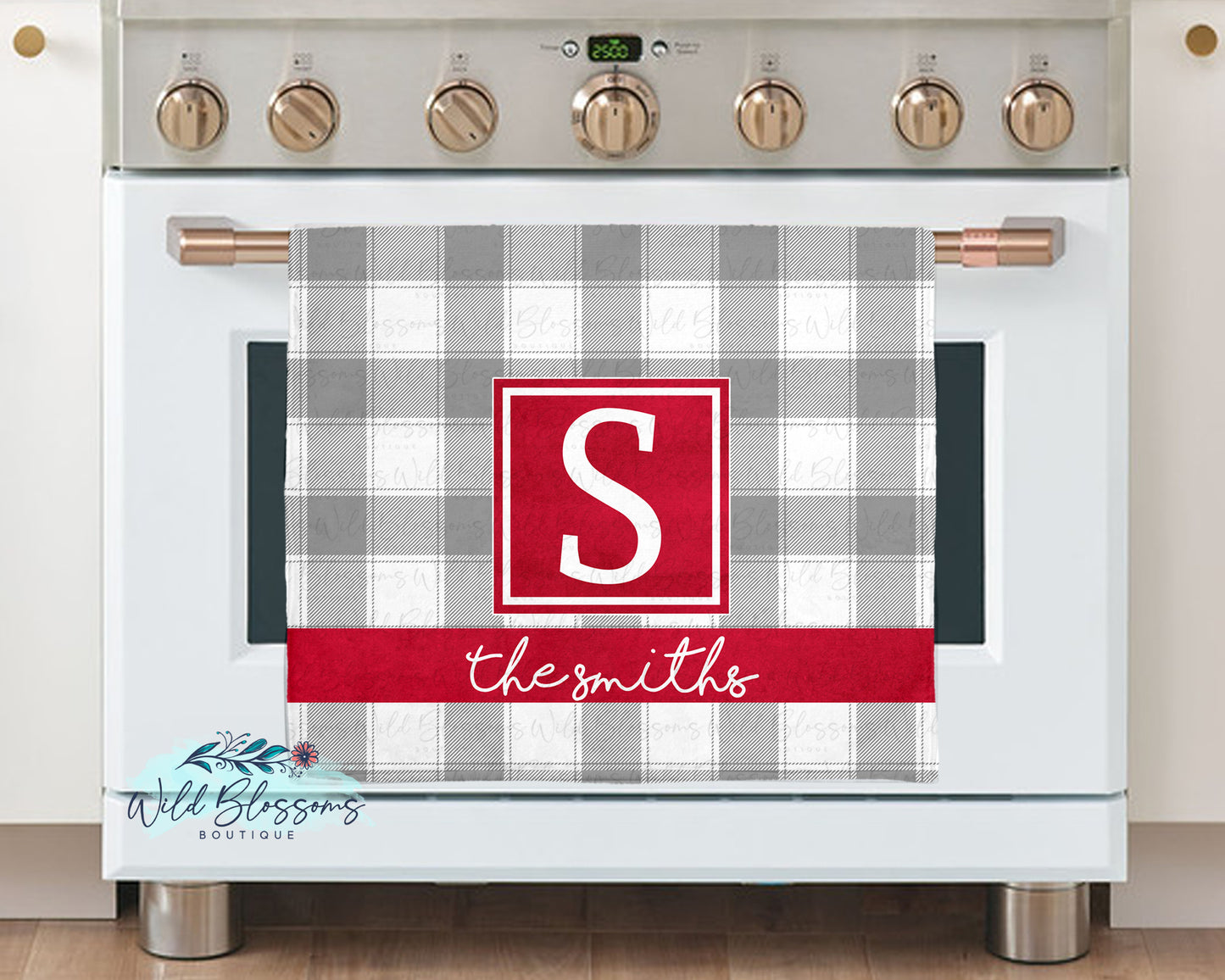 Grey And Red Buffalo Plaid Kitchen Towel