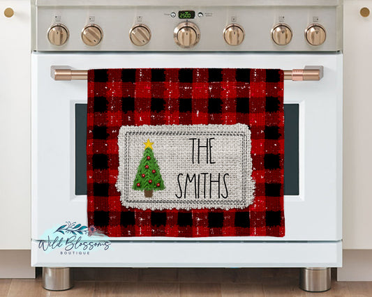 Red Buffalo Plaid Christmas Tree Kitchen Towel