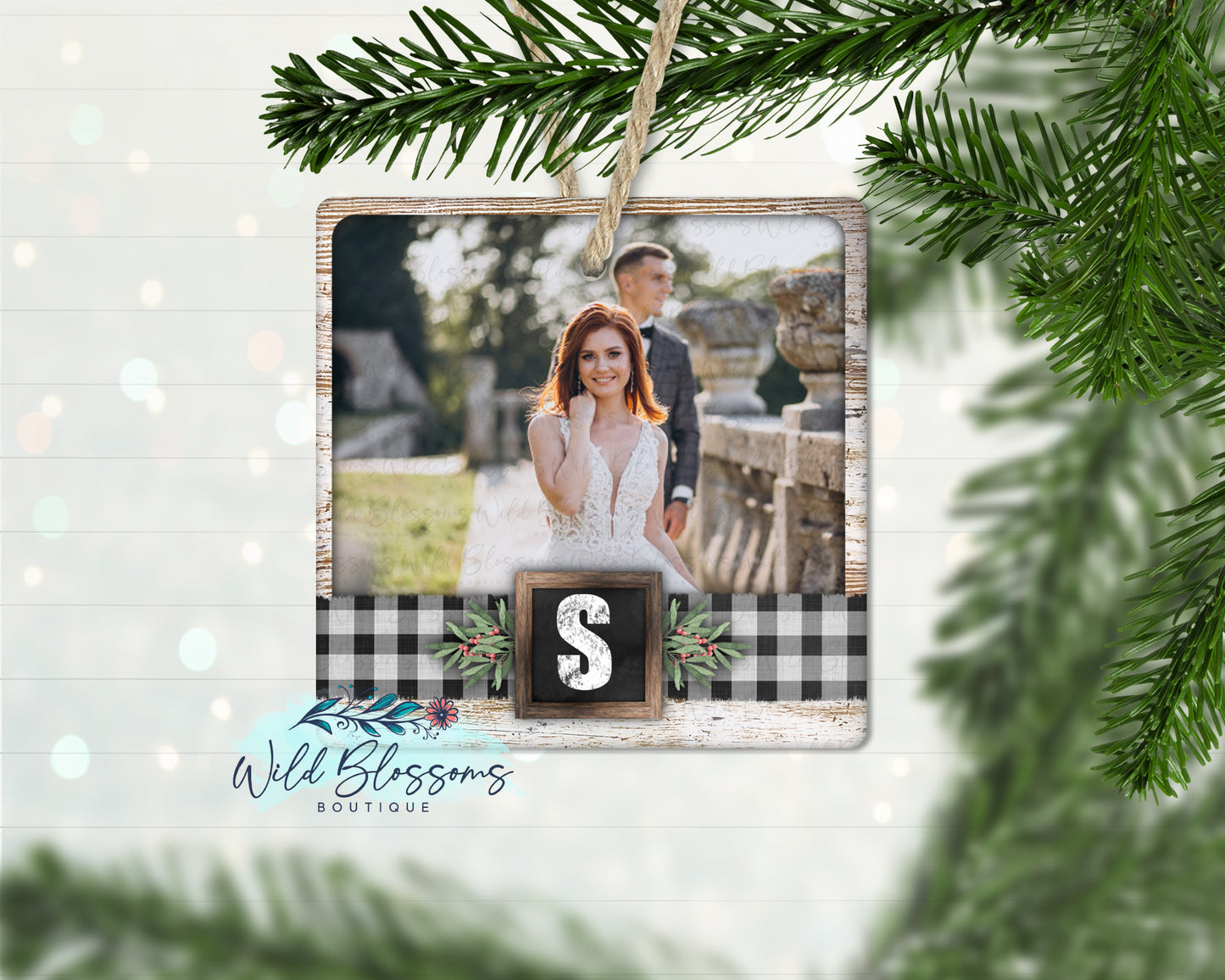 Rustic Farmhouse Photo Ornament