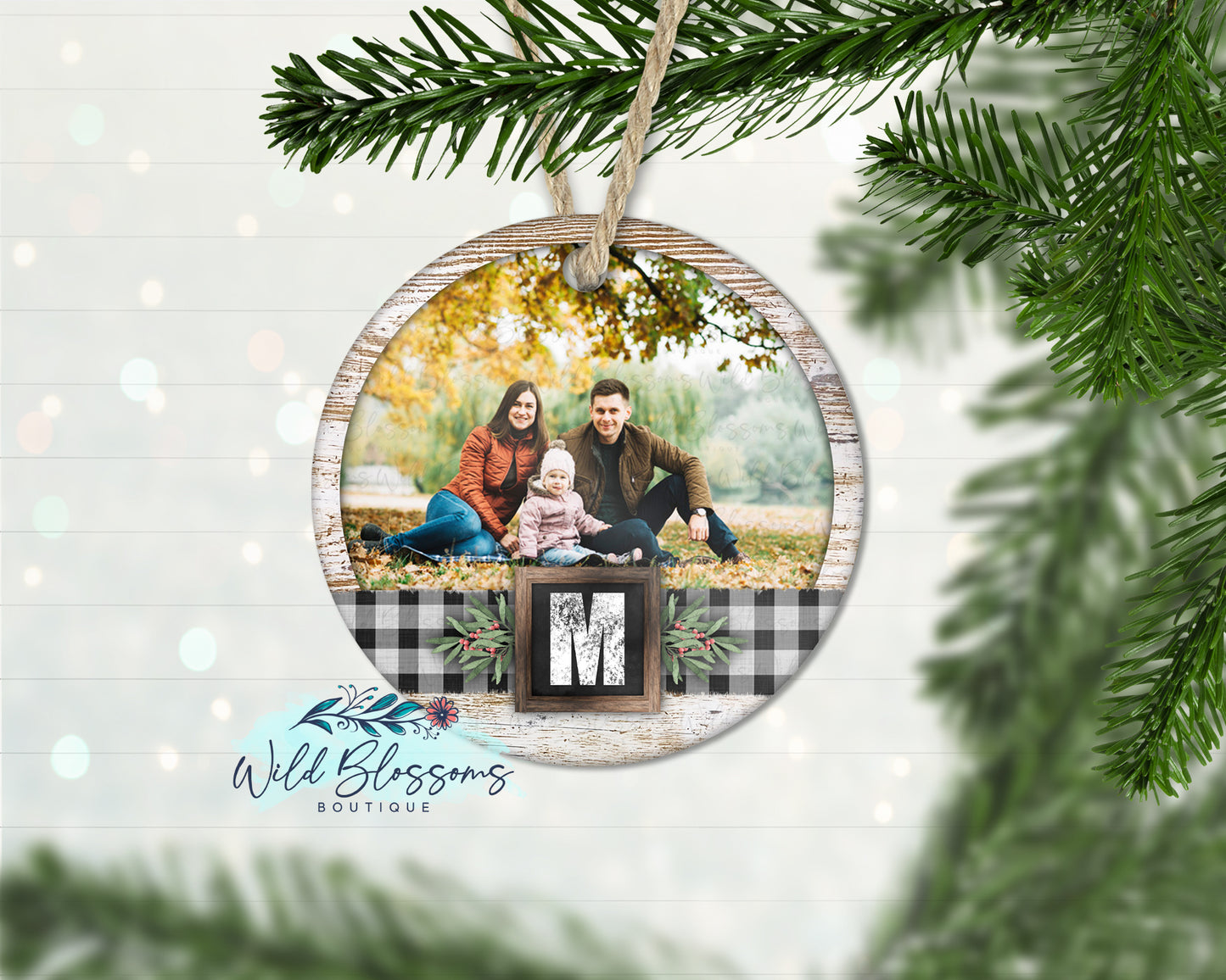 Rustic Farmhouse Photo Ornament