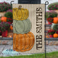 Rustic Stitched Stacked Pumpkin Personalized Garden Flag