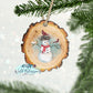 Snowman With Cardinals Wood Slice Ornament