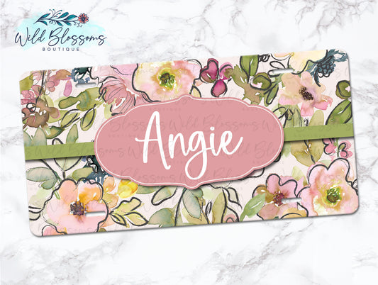 Spring Floral Personalized License Plate