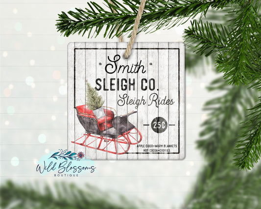 Family Name Sleigh Company Ornament