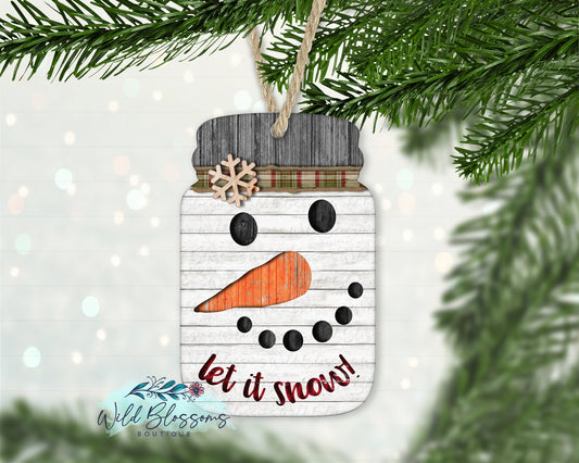 Let It Snow Snowman Mason Jar Ornament