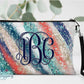Teal, Navy And Coral Milky Way Linen Bag