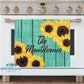 Teal Wooden Sunflower Glass Cutting Board