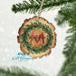 Pine Wreath Family Name Wood Slice Ornament