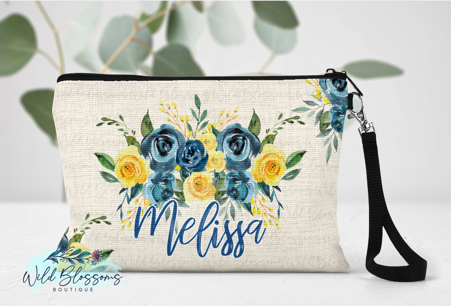 Turquoise and Lemon Floral Linen Bag