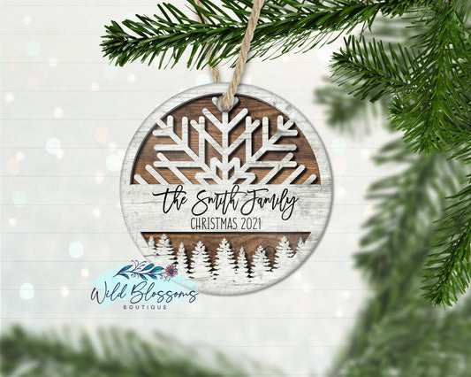 Wooden Snowflake Personalized Ornament